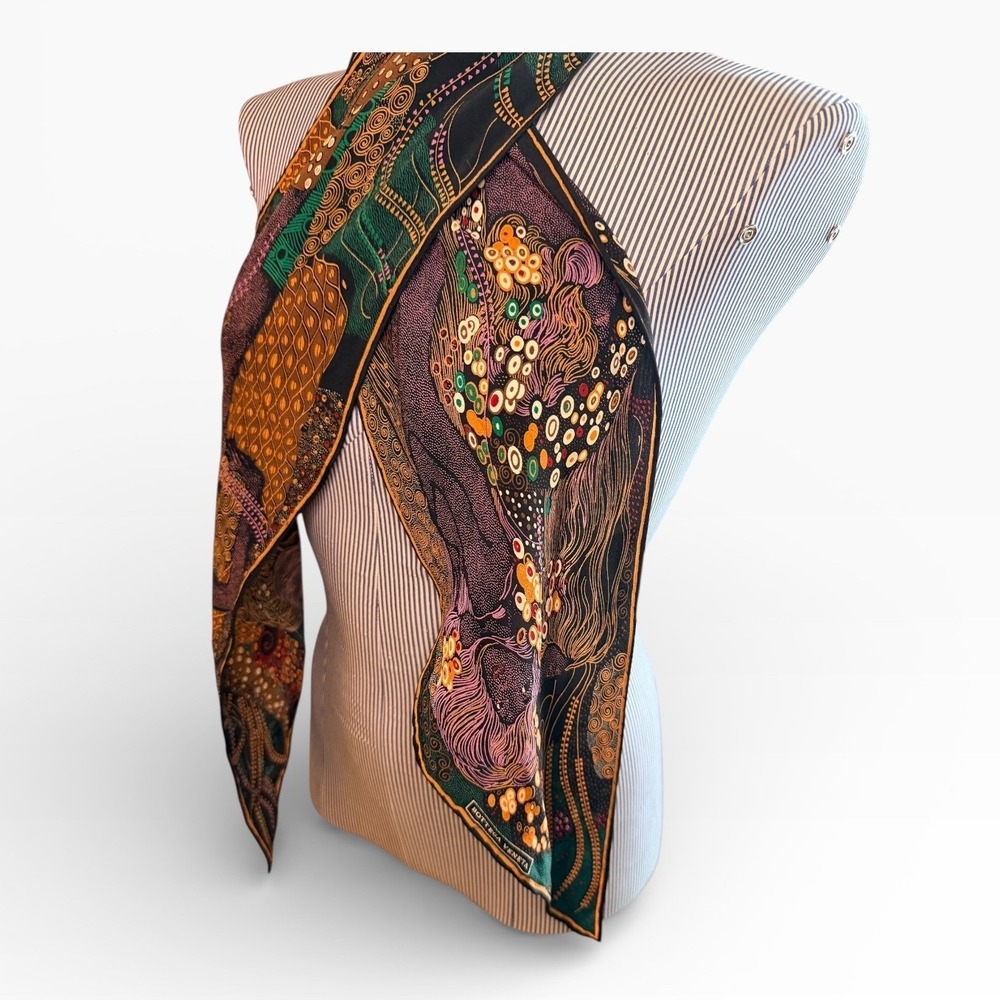 Bottega Veneta long Silk Scarf inspired by Gustav Klimt Designer Accessory - Picture 4 of 10